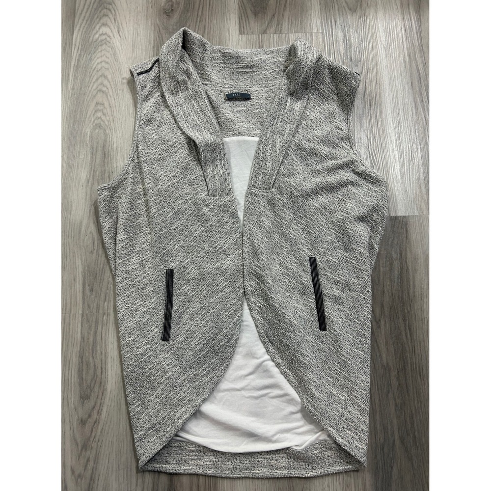 Tart Womens Grey Marled Sleeveless Open Front Shawl Collar Vest M Minimalist